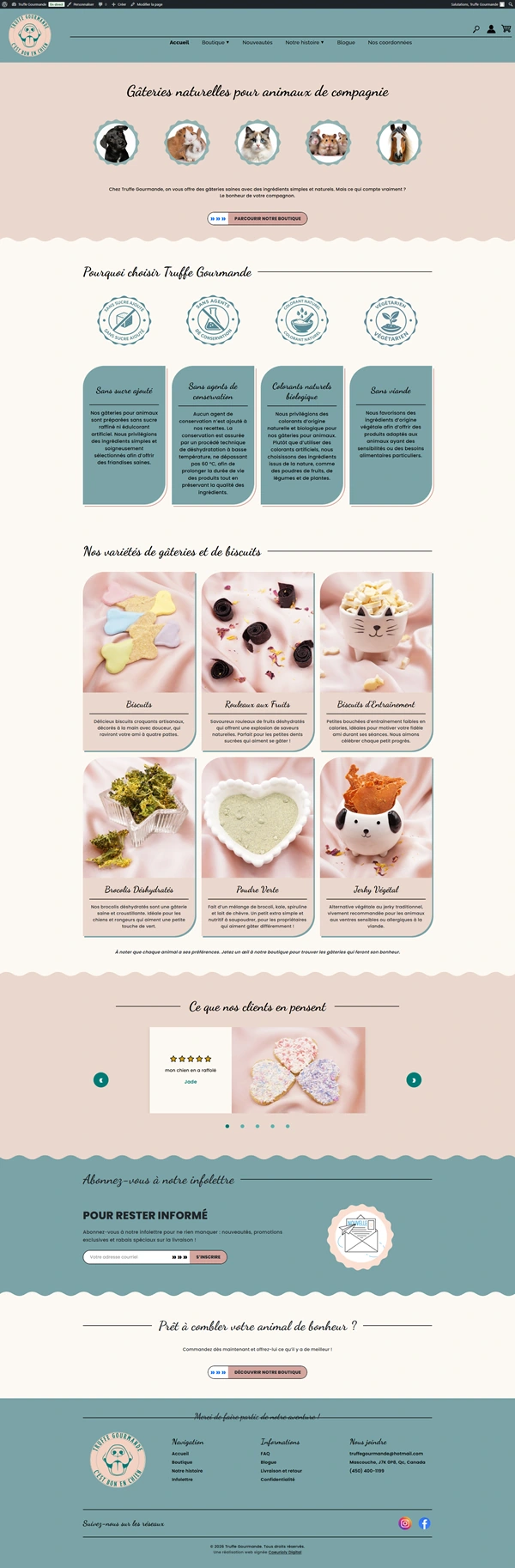 Page d&rsquo;accueil La Truffe Gourmande apr&egrave;s la refonte