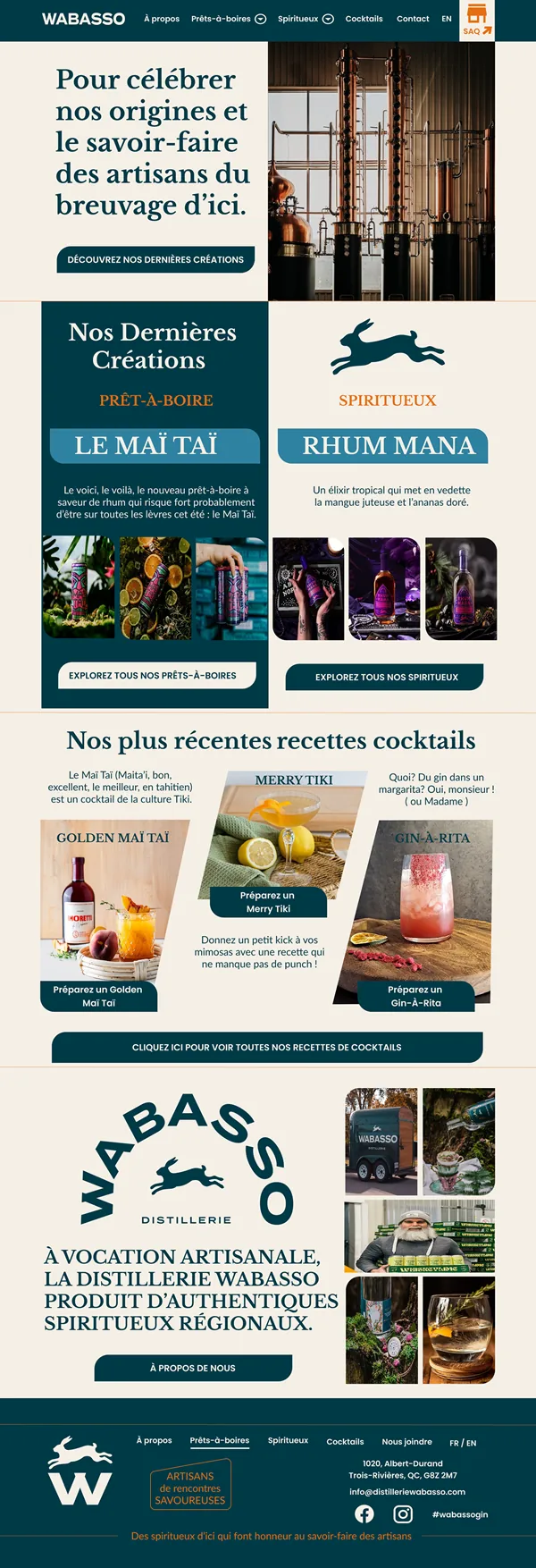 Maquette Figma page d&rsquo;accueil Wabasso Distillerie &mdash; version bureau